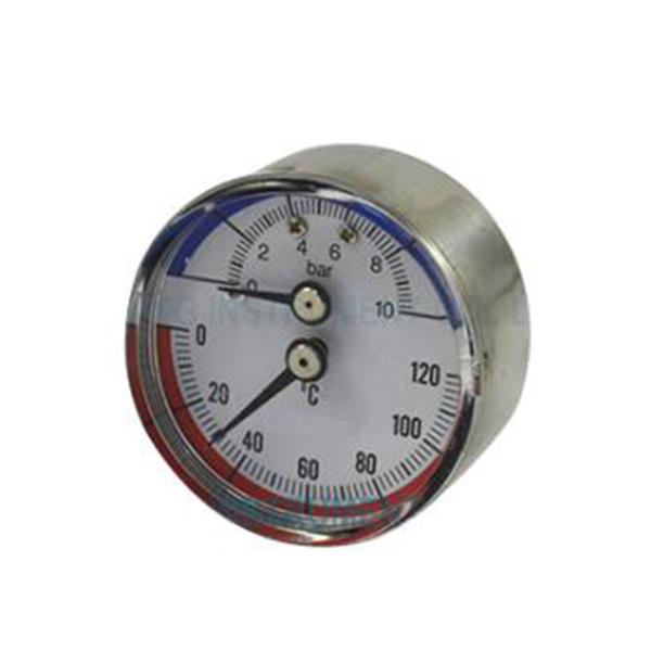 Bimetal thermo-manometer, stainless steel case