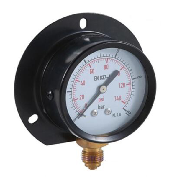 Utility manometer in black steel case bottom connection with