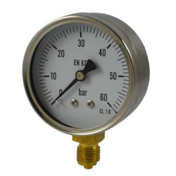 Dry Pressure gauge in stainless steel case and bezel bottom